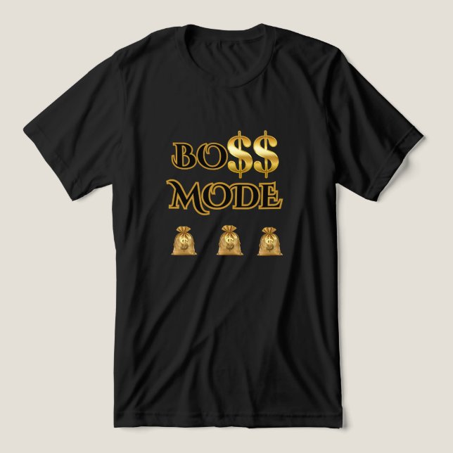 HUSTLE MODE GULD SVART MOTIVERANDE GRAFISK T-SHIRT (Design Framsida)
