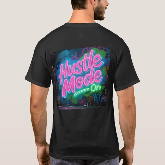 Hustle Mode på Neon Graffiti T-Shirt | Urban Motiv (Baksida)