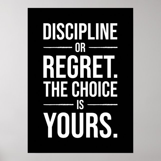 Hustle Motivation - Discipline vs Regret Poster (Framsidan)