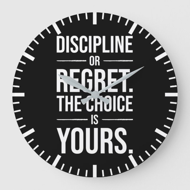 Hustle Motivation - Discipline vs Regret Stor Klocka (Framsida)