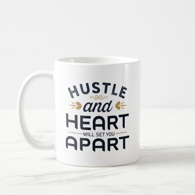 Hustle och hjärta kommer att dela upp kaffe Mugg (Vänster)
