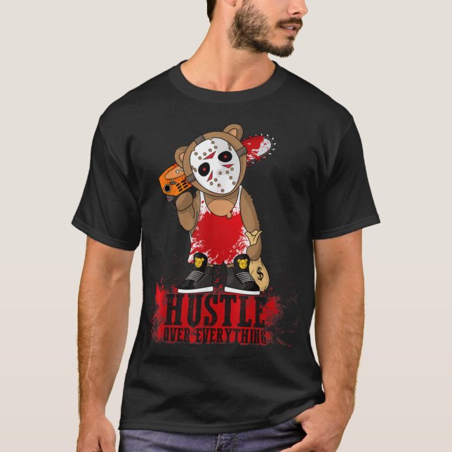 Hustle over All Hockey Nalle Parody Hi T Shirt (Framsida)
