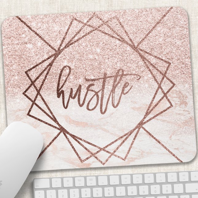 Hustle Ro Guld Marble  Rosa Faux Glitter Musmatta (Skapare uppladdad)