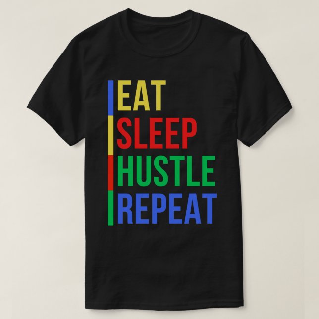 Hustle Routine Mood Färg Pocket ver T Shirt (Design framsida)