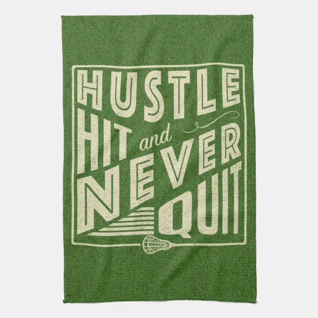 Hustle Slå och sluta aldrig Lacrosse Kökshandduk (Vertikal)