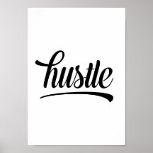 Hustle – Svart & Vit Motivations Typografi