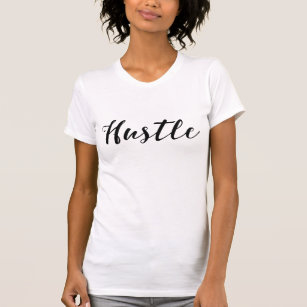 HUSTLE Trendig Black Script Calligraphy Modern Chi T-shirt