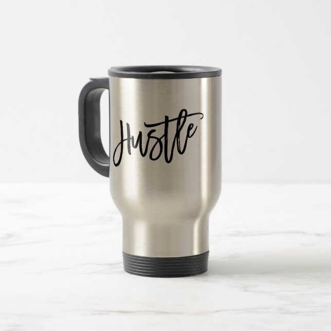 Hustle Trendig Modern Skriptbokstav Resemugg (Framsida vänster)