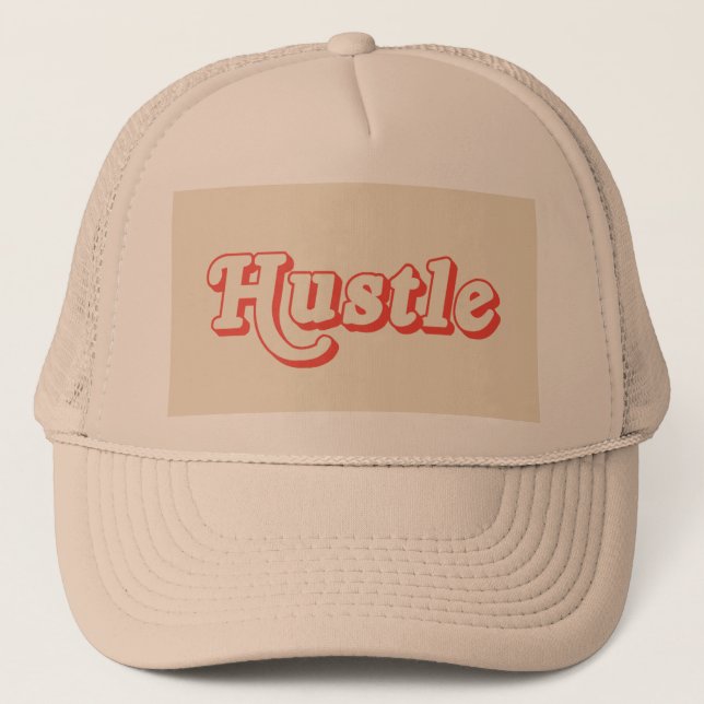 Hustle Trucker Hatt | Retro Typografi Keps | (Framsida)