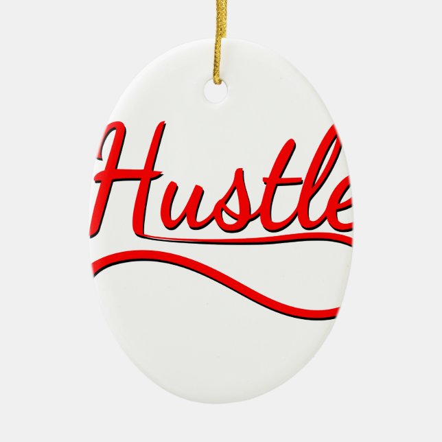 Hustle Typography Art Julgransprydnad Keramik (Framsidan)