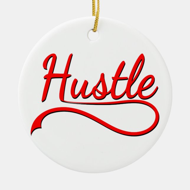 Hustle Typography Art Julgransprydnad Keramik (Framsidan)