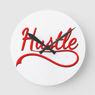 Hustle Typography Art Rund Klocka