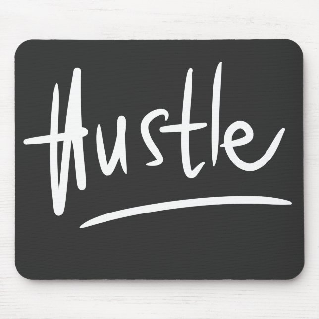 Hustle White Handskriftlig Typografi Musmatta (Framsidan)