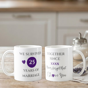 Hustru 25 års äktenskap est år lila kaffemugg