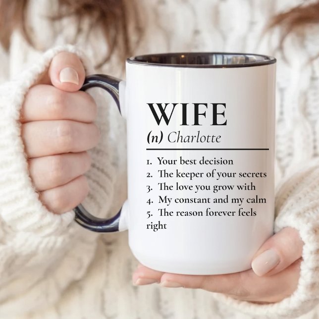 Hustru Definition Anpassad Mugg Present till Hustr (Wife Definition Mug Anniversary Gift for Couples, Custom Wife Definition Mug Gift for Newlyweds)