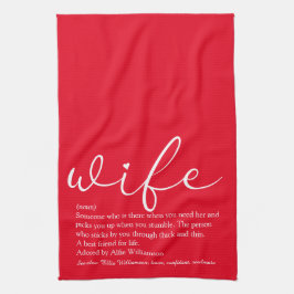 Hustru Definition Elegant Skrift Kärlek Hjärtat Rö Kökshandduk