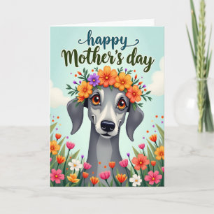 Hustru Glad mors dag Blommig Hund Kort
