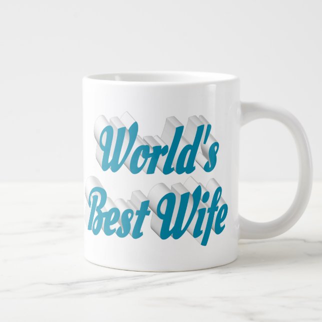 Hustru himmelblå halvt text jätte kaffemugg jumbo mugg (Höger)