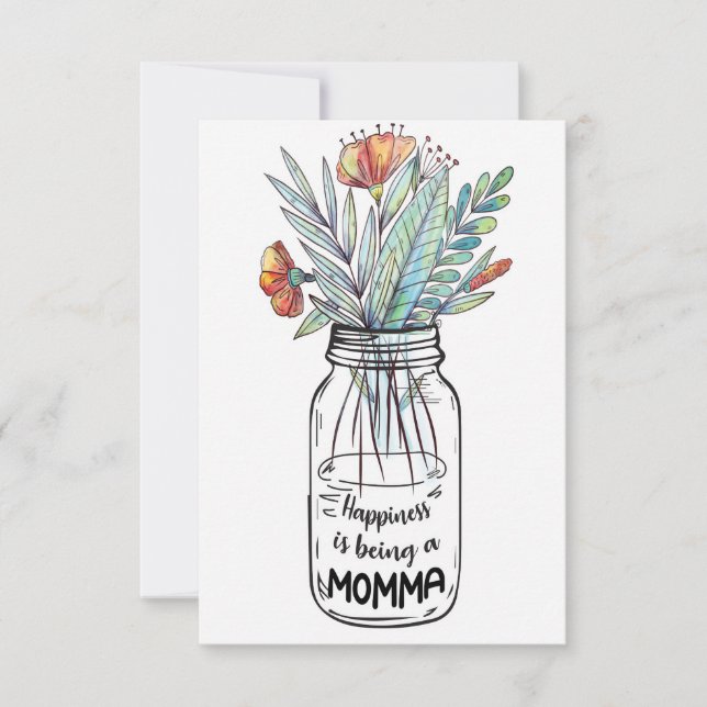 Hustru Konst Lycka Är Att Vara En Mamma Tack Kort (Framsida)