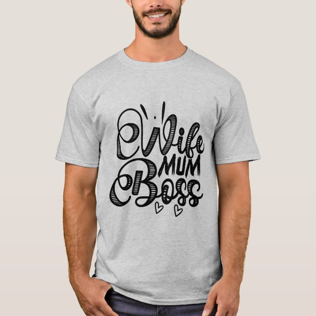 Hustru Mamma Chef Söt Moderskap Typografi T-Shirt (Framsida)