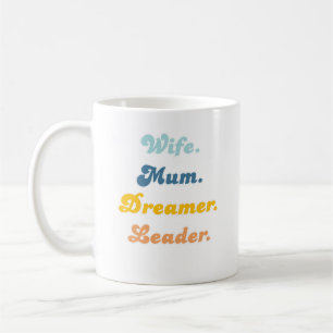 Hustru Mamma Drömmare Ledare Groovy Retro Typograf Kaffemugg