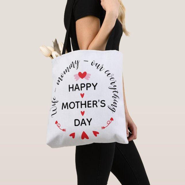 Hustru Mamma Vårt Allt Gott Mors Dag Sött Tygkasse (Närbild)