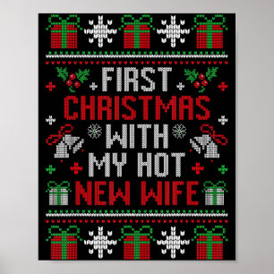 Hustru Man Första Julen Nyligen Gifta Jul Poster