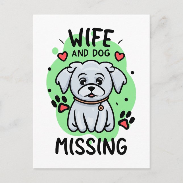 Hustru och hund saknas vykort (Framsida)
