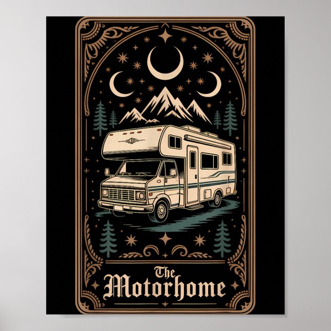 Husvagn camping husbil husbilen månen berg  poster (Framsidan)