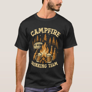 Husvagn Camping Retro Berusad Alkohol Öl Lägereld T Shirt