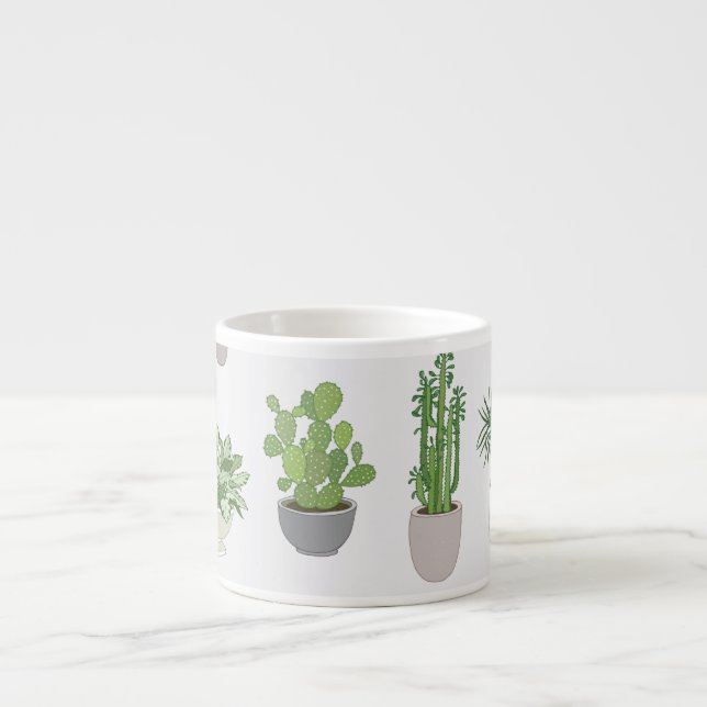 Husväxter, vintage doodle mönster espressomugg (Framsidan)
