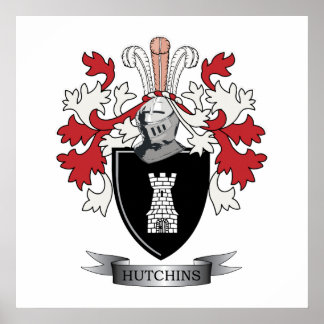 Hutchins Family Crest Jackar av Arm Poster