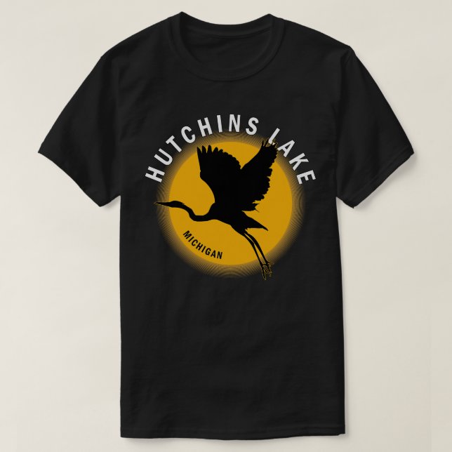 Hutchins Sjö i Michigan Heron Sunrise T Shirt (Design framsida)