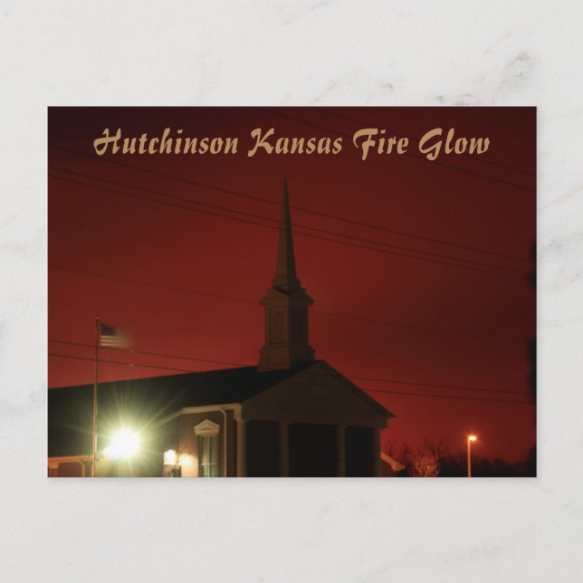 Hutchinson Kansas Fire Glow-kort Vykort (Framsida)