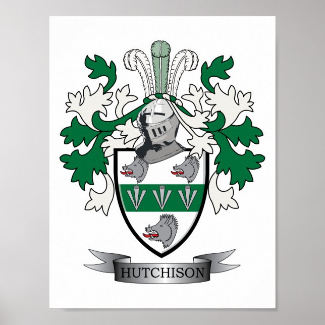Hutchison Family Crest Jackar om Arm Poster (Framsidan)