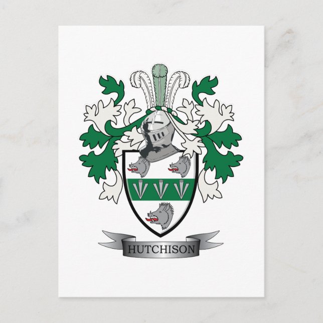 Hutchison Family Crest Jackar om Arm Vykort (Framsida)