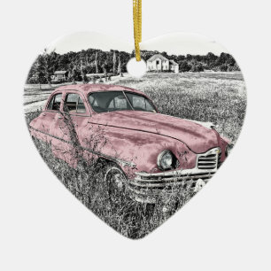 Huva för gamla Vintagar för bilens huvudmotor Julgransprydnad Keramik