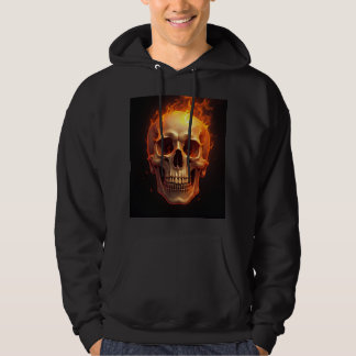 huva med brinnande dödskalletryck hoodie