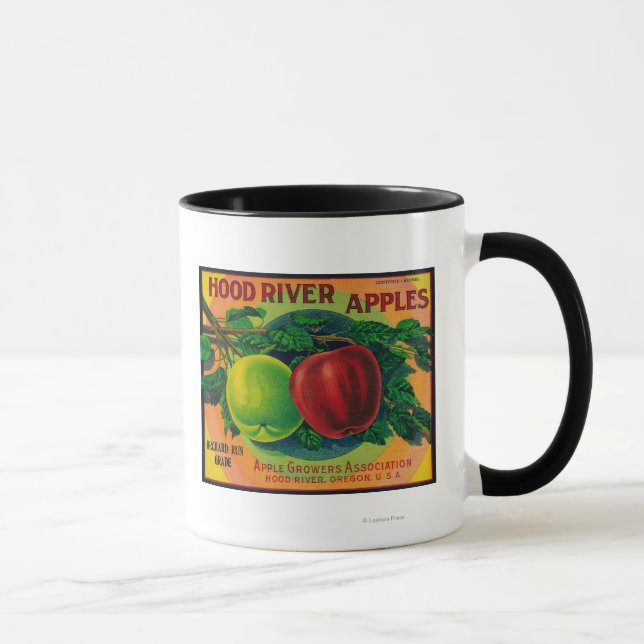 Huva River Apple Låda LabelHood River, ELLER Mugg (Höger)