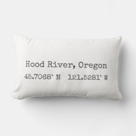 Huva River, Oregon Coordinates Lumbar Pillow Lumbarkudde