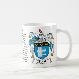 Huva, ursprung, den menande och vapensköldmuggen kaffemugg
