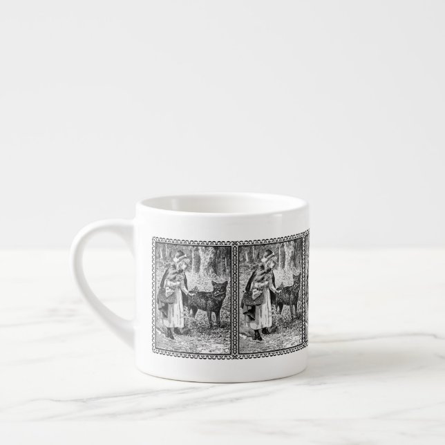 Huvan Black White Riding med Varg Forest Framed Espressomugg (Vänster)