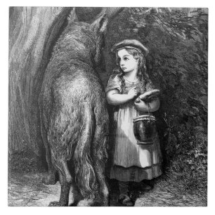 Huvan Little Red Riding möter den stora dåliga Var Kakelplatta