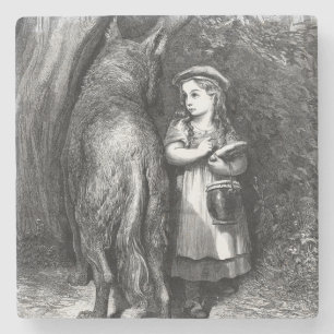 Huvan Little Red Riding möter den stora dåliga Var Stenunderlägg