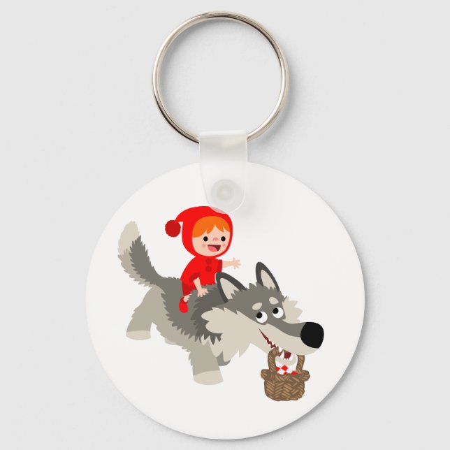 Huvan Little Red Riding och Varg Keychain Nyckelring (Framsida)