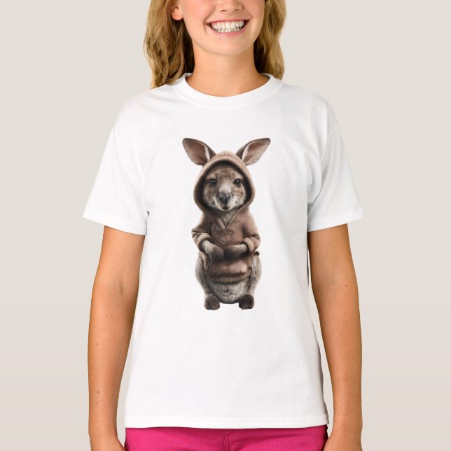 Huvtröja Bebis Känguru Barn T Shirt (Framsida)