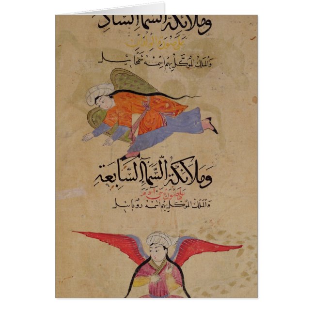 Huvud av änglar av den sjätte himmlen och huvudet hälsningskort (Framsidan)