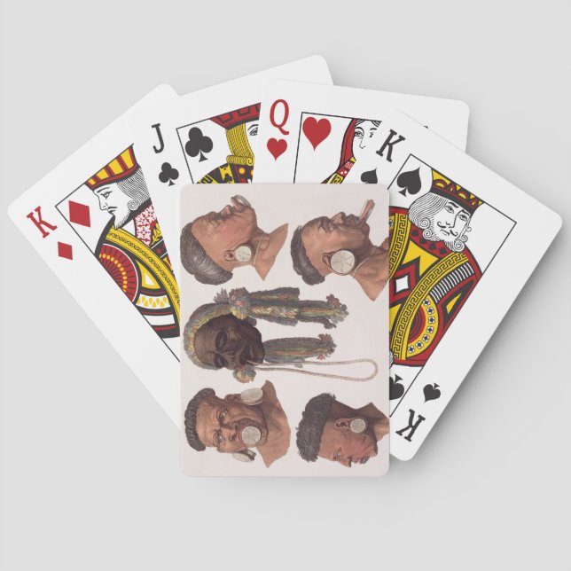 Huvud av Botocudos indier (färggravyr) Casinokort (Baksidan)