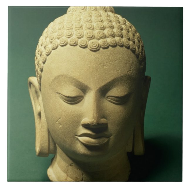 Huvud av Buddhaen, Sarnath (sandsten) Kakelplatta (Framsidan)