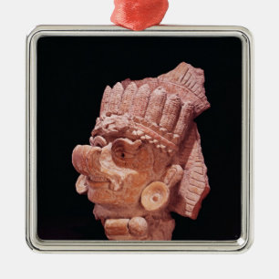 Huvud av den Mayan majguden, Oaxaca, ANNONS c.500 Julgransprydnad Metall
